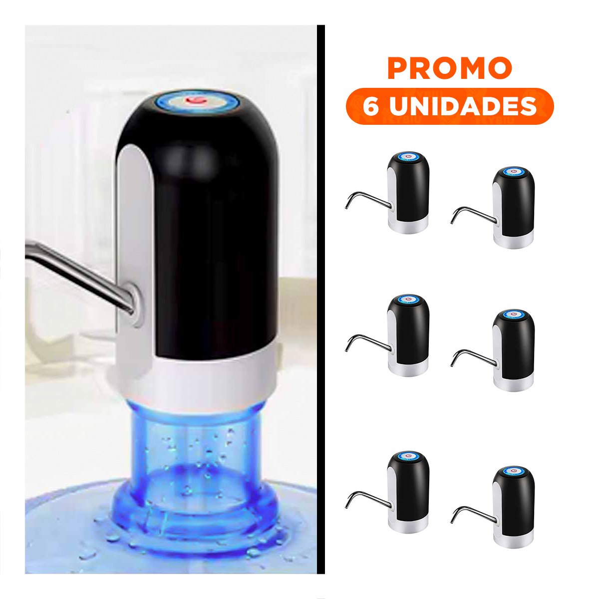 PACK6 MODULO RECARGABLE DE COLOR NEGRO PARA AGUA CON OPERACION ELECTRICA - 1