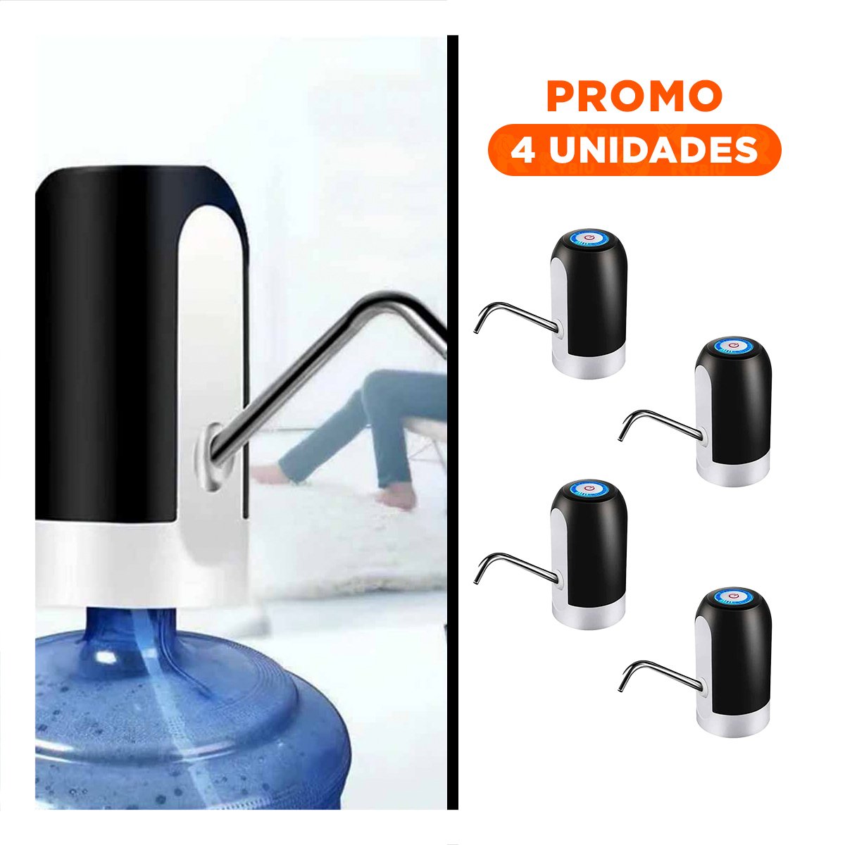 PACK4 MODULO DE AGUA DE COLOR NEGRO CON FUNCION ELECTRICO RECARGABLE Y+REGALO STICKER - 1