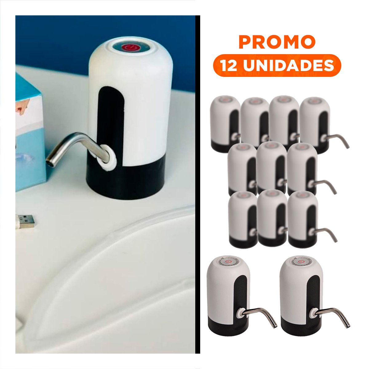 PACK12 SISTEMA DE AGUA DE COLOR BLANCO RECARGABLE CON OPERACION ELECTRICA Y+REGALO STICKER - 1