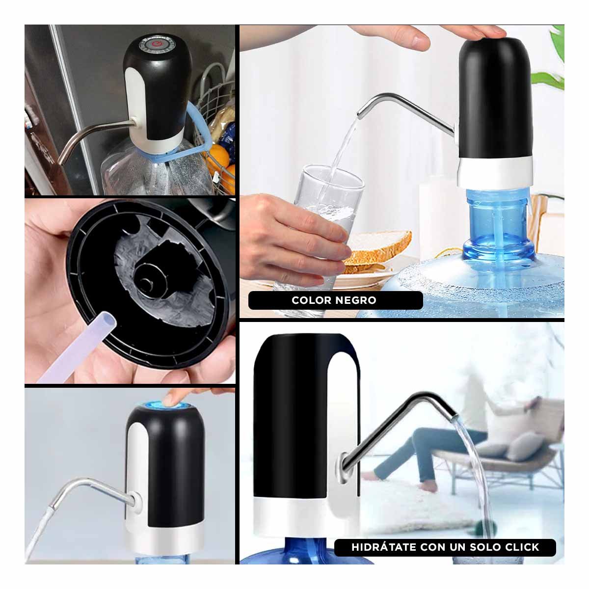 BOMBA DE COLOR NEGRO ELECTRICO PARA AGUA CON CARGA RECARGABLE Y+POST IT - 5