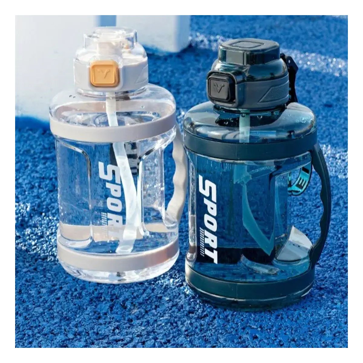 BOTELLA LIVIANA PARA MANTENER AGUA DISPONIBLE TODO EL DIA BLANCO Y+LIGAS REGALO - 2
