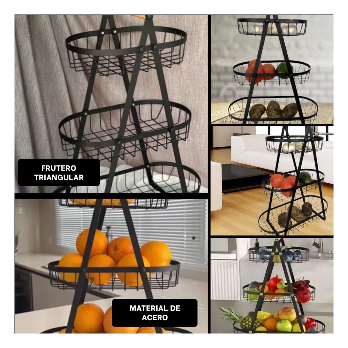 PACK4 BANDEJA PARA DECORAR MESA Y MANTENER FRUTAS FRESCAS NEGRO Y+REGALO STICKER - 2