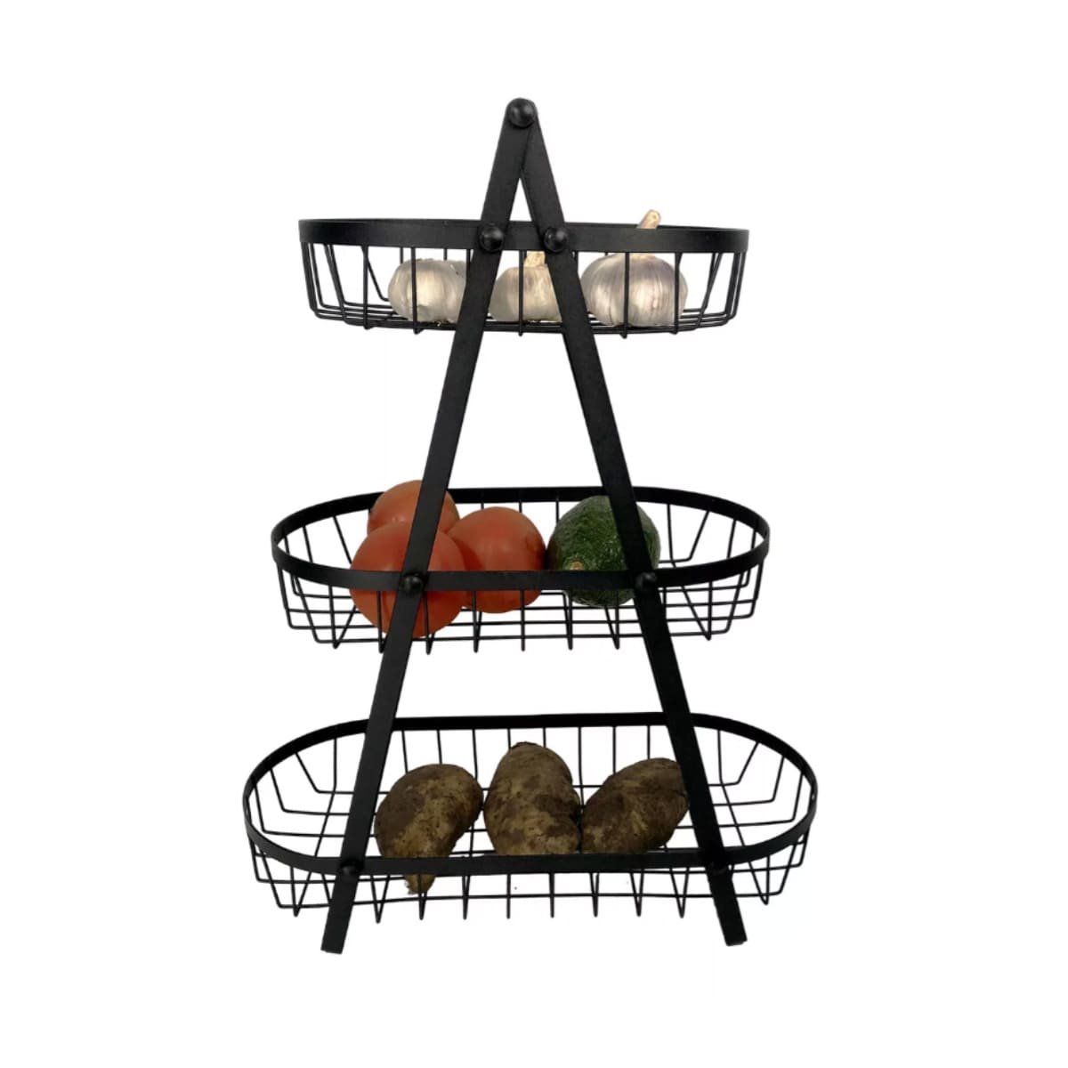 PACK4 ORGANIZADOR TRIANGULAR PARA DECORAR COCINA Y MANTENER FRUTAS NEGRO Y+PAPEL REGALO - 3
