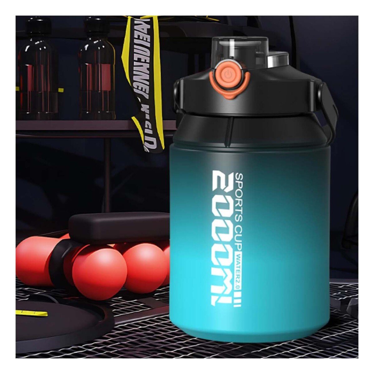 PACK2 CANTIMPLORA DEPORTIVA GRAN CAPACIDAD 2500ML EN NEGRO Y CELESTE - 3