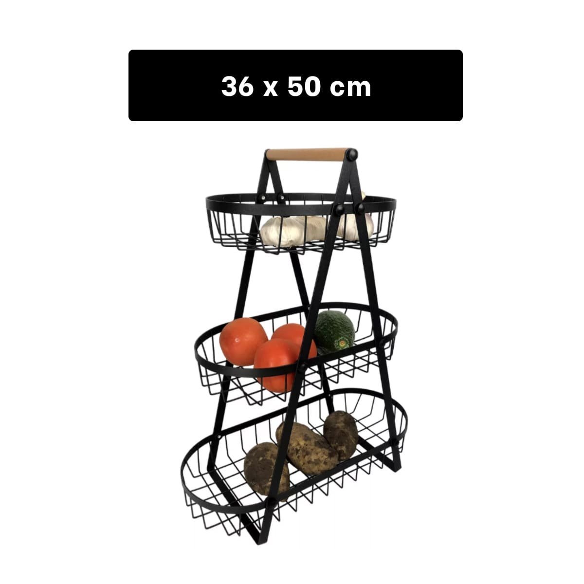 SOPORTE TRIANGULAR PARA MANTENER FRUTAS Y EXHIBIR EN MESA NEGRO - 4