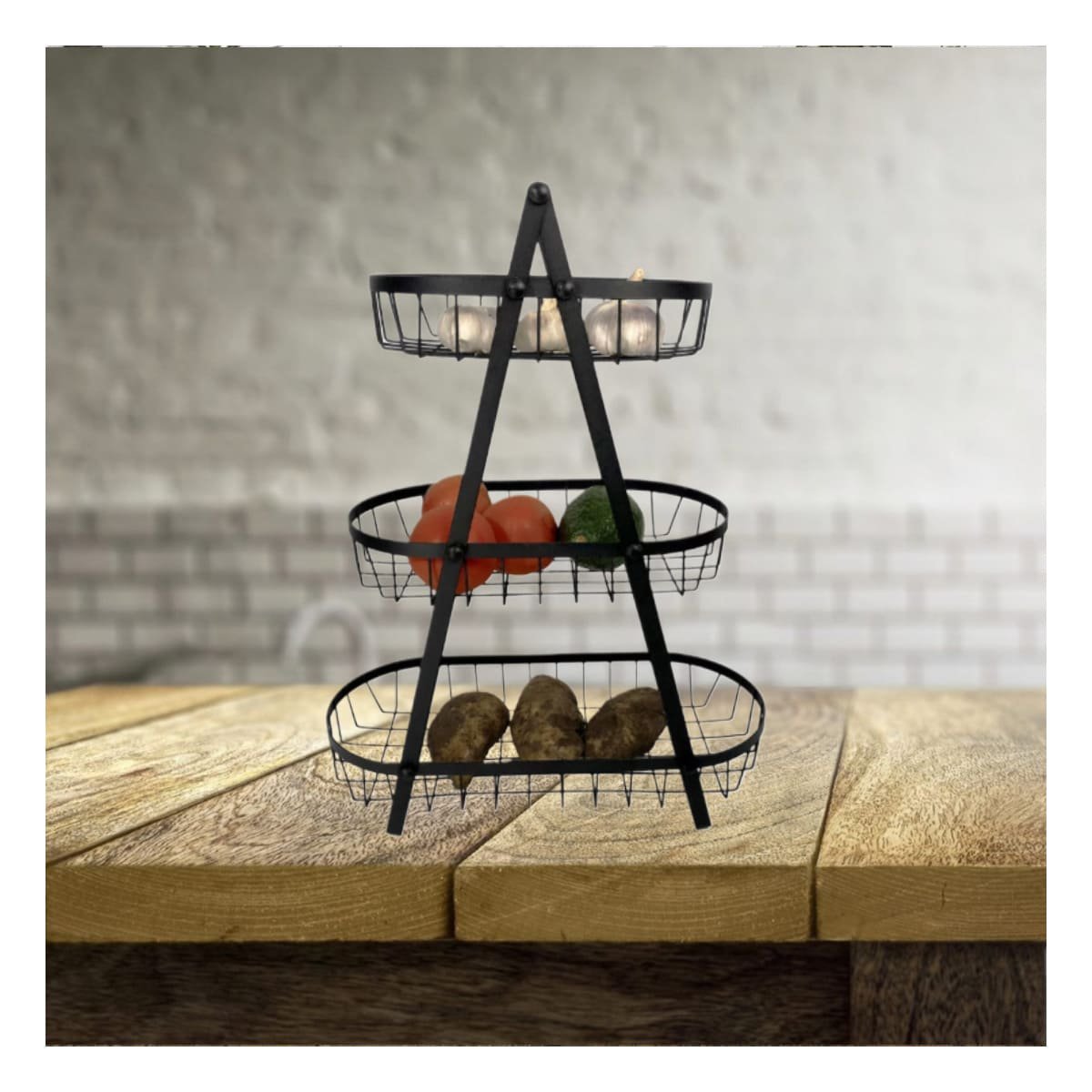 PACK2 ORGANIZADOR TRIANGULAR PARA MANTENER FRUTAS ORDENADAS EN COCINA NEGRO - 5