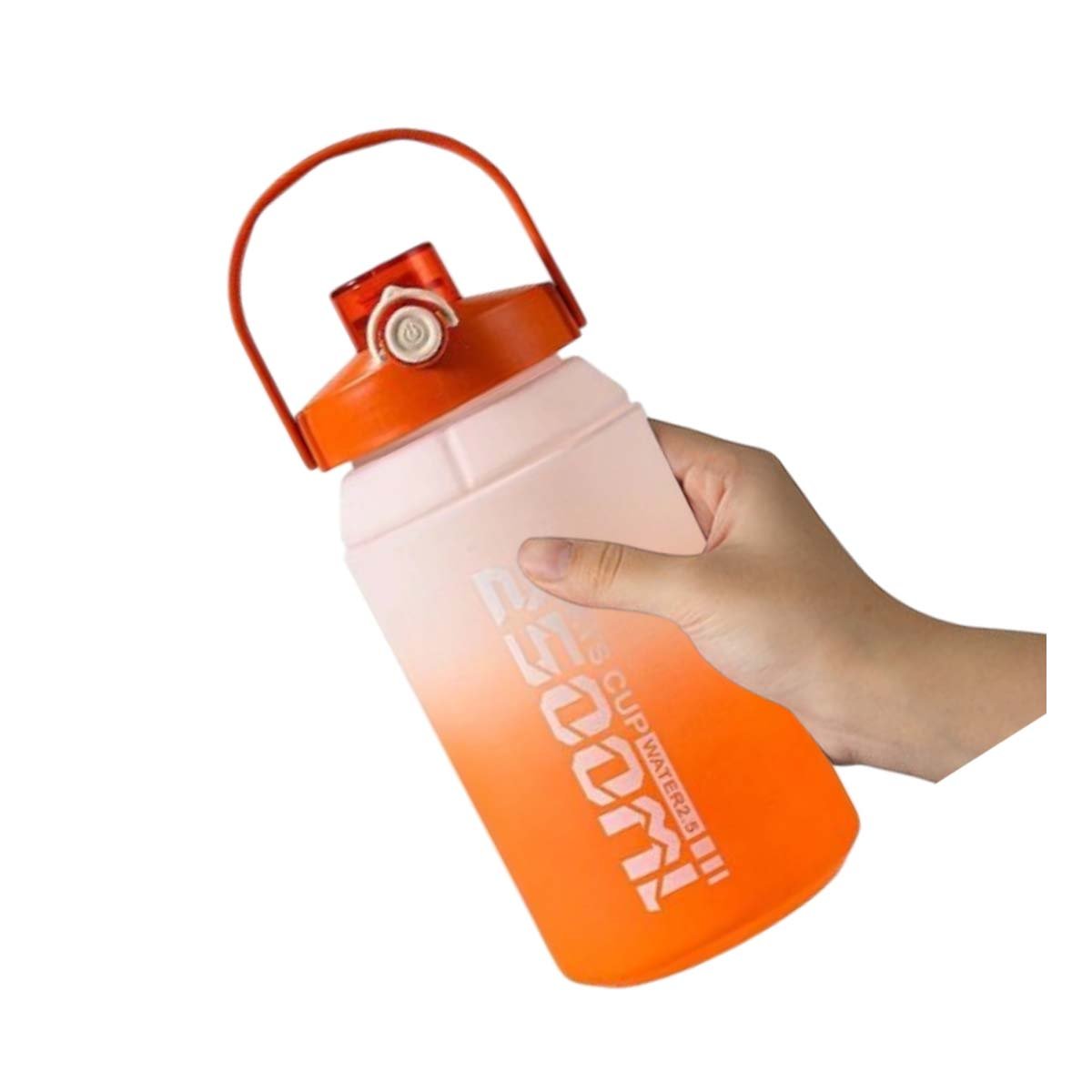 CANTIMPLORA COMODA DE TRANSPORTAR 2500ML EN NARANJA Y BLANCO Y+LIGAS REGALO - 3