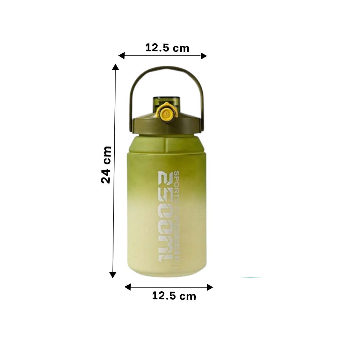 RECIPIENTE DEPORTIVO GRAN VOLUMEN 2500ML EN VERDE Y BLANCO - 4