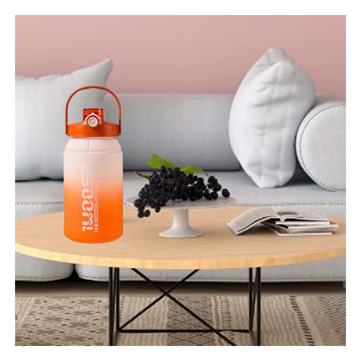 PACK6 RECIPIENTE DE AGUA PARA MOVIMIENTO 2500ML EN NARANJA Y BLANCO - 1