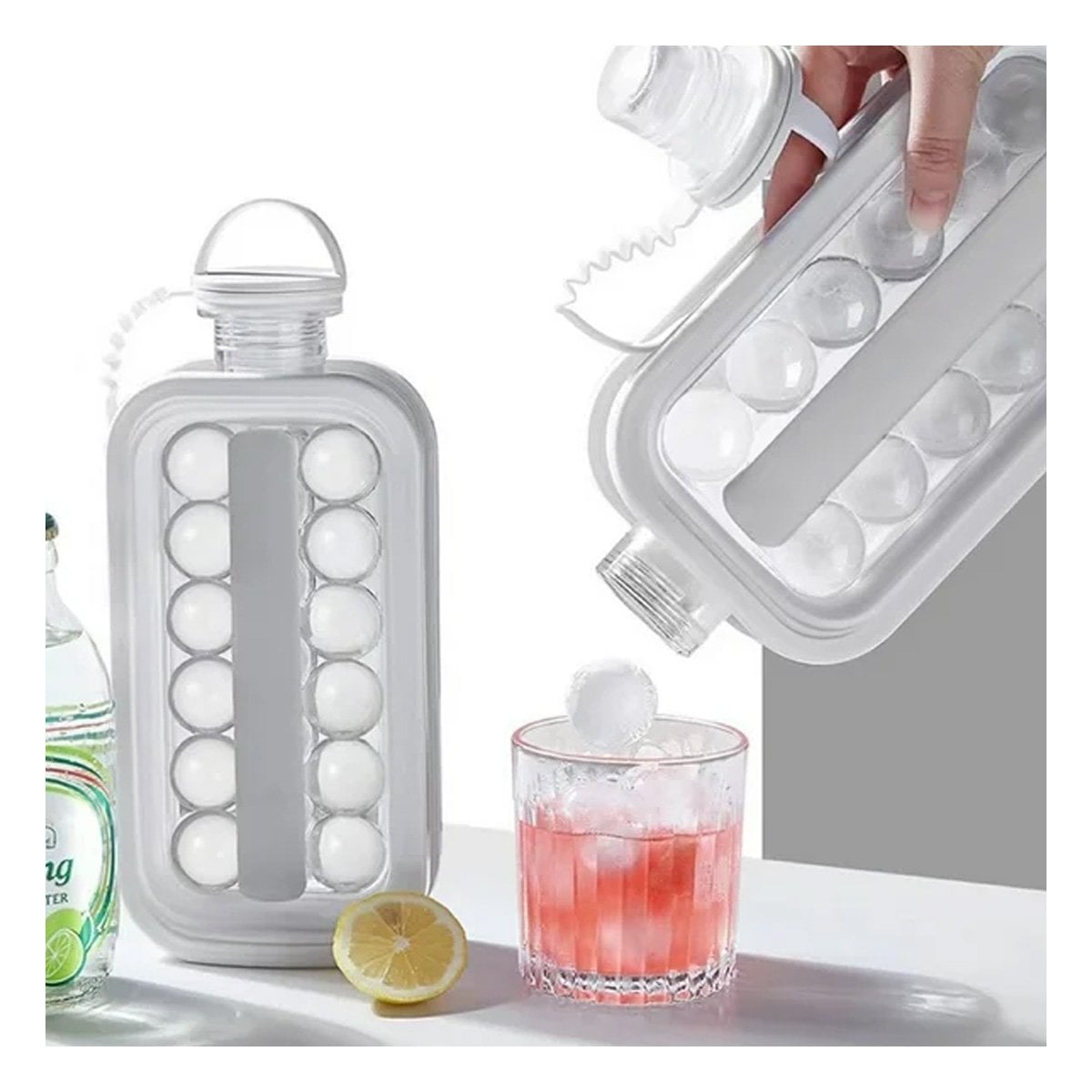 PACK12 REFRIGERADOR PORTATIL QUE PERMITE CREAR CUBOS REDONDOS GRIS Y+REGALO STICKER - 1