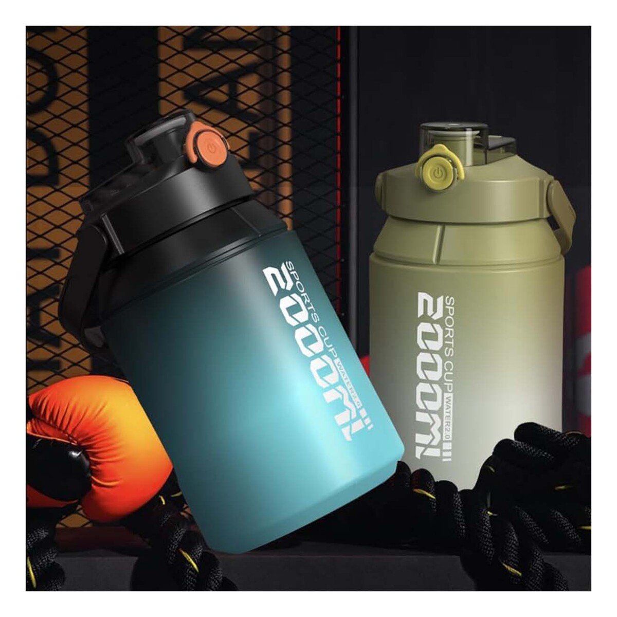 PACK2 CANTIMPLORA RESISTENTE PARA EXTERIOR 2500ML EN NEGRO Y CELESTE Y+REGALO STICKER - 3