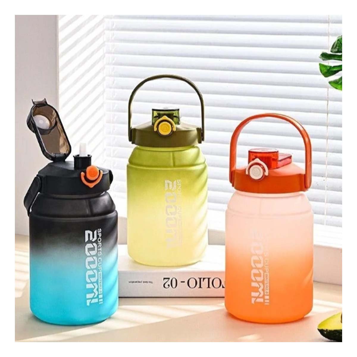 PACK6 PORTA AGUA PRACTICO PARA ENTRENAMIENTO 2500ML EN VERDE Y BLANCO - 5