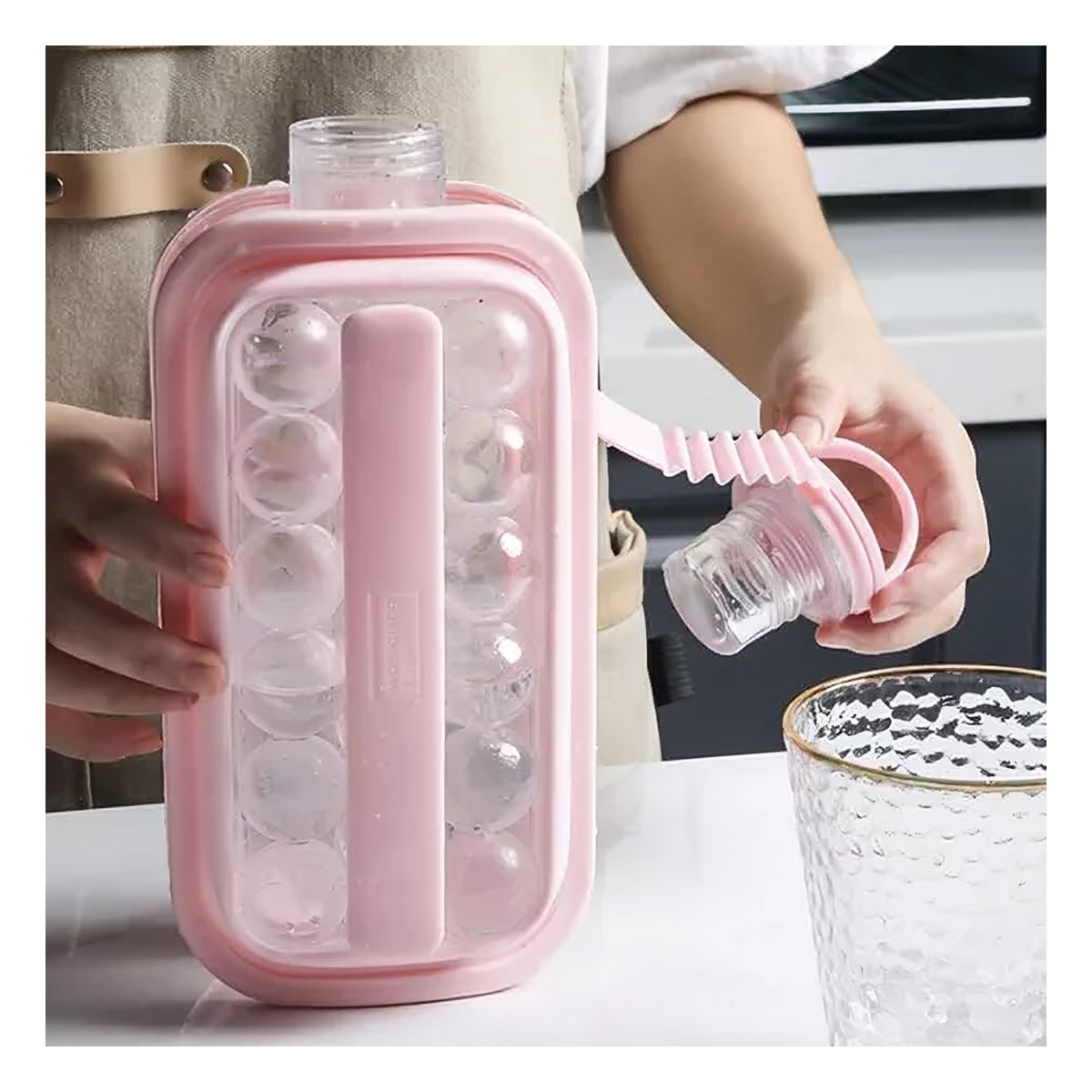 PACK12 REFRIGERADOR PORTATIL QUE PERMITE CREAR CUBOS REDONDOS ROSADO Y+REGALO STICKER - 3