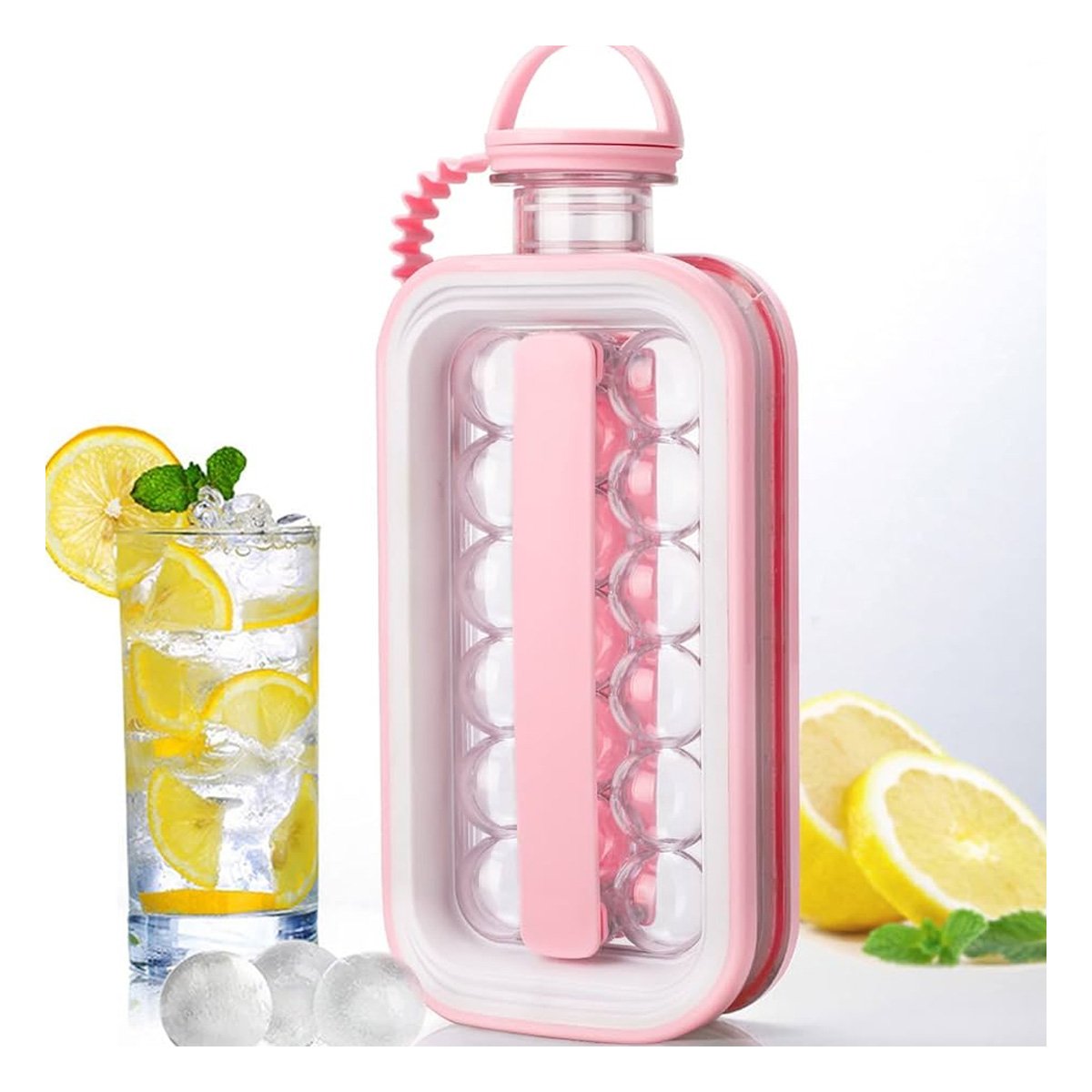 PACK12 REFRIGERADOR PORTATIL QUE PERMITE CREAR CUBOS REDONDOS ROSADO Y+REGALO STICKER - 5