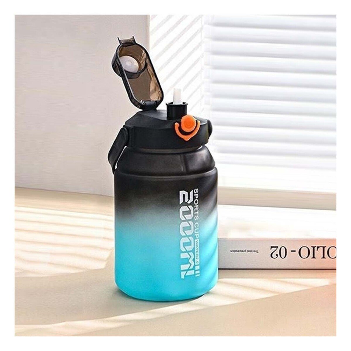 BIDON PORTATIL PARA ACTIVIDADES EXIGENTES 2500ML EN NEGRO Y CELESTE Y+LIGAS REGALO - 2
