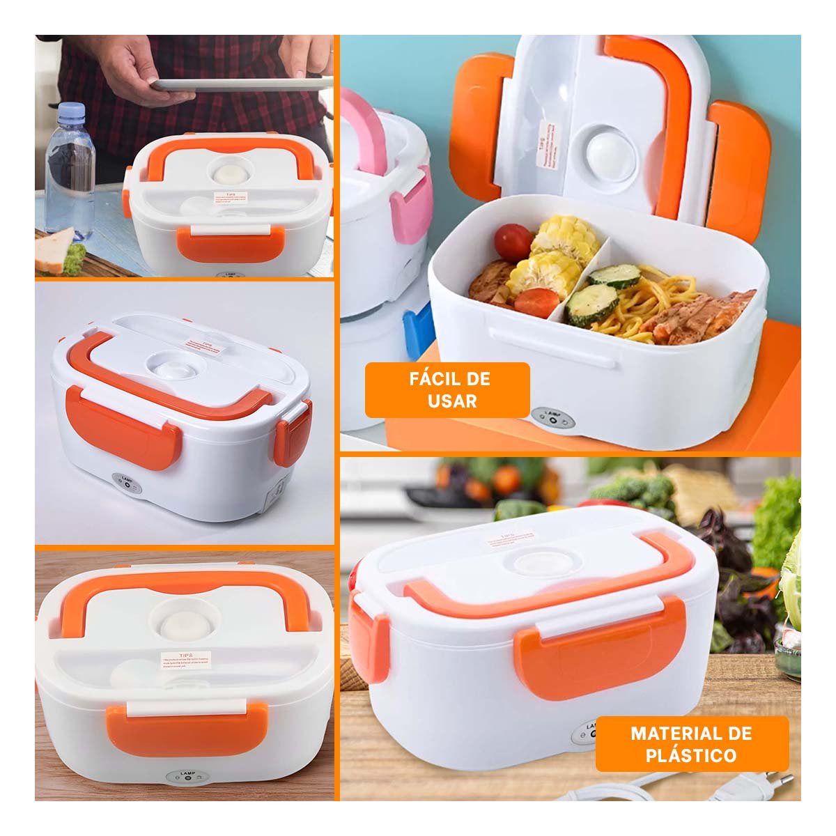 CONTENEDOR CON SISTEMA SEGURO DE CALENTAMIENTO PARA TODA LA FAMILIA NARANJA Y+LIGAS REGALO - 5