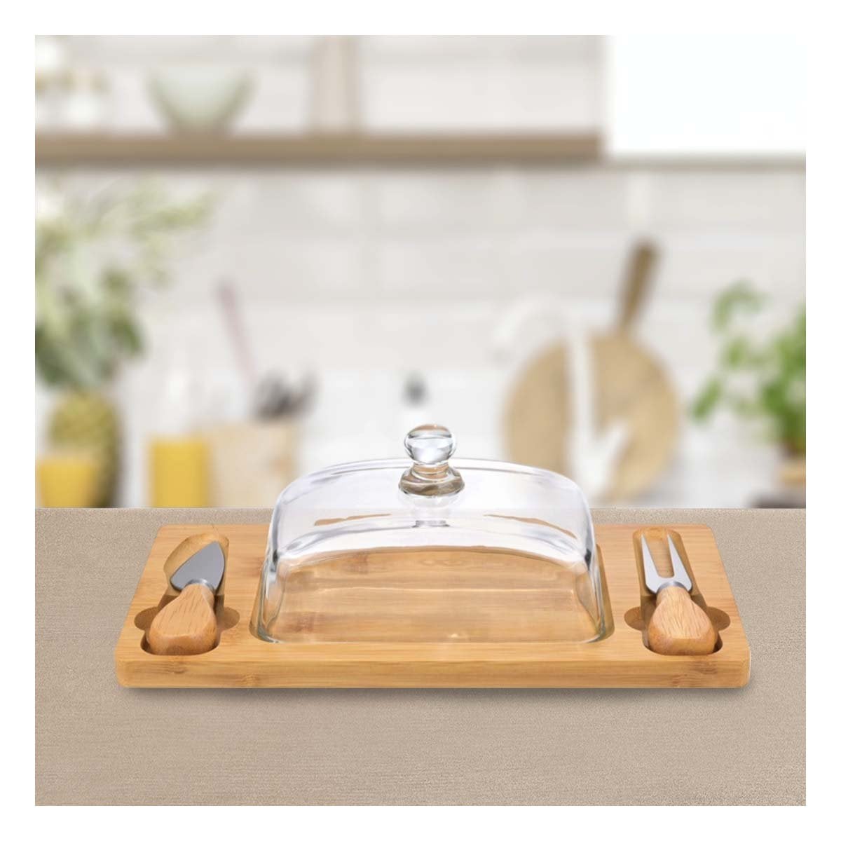 PACK2 SOPORTE CON TAPA DE VIDRIO PARA SERVIR POSTRES Y TAPAS MADERA - 1