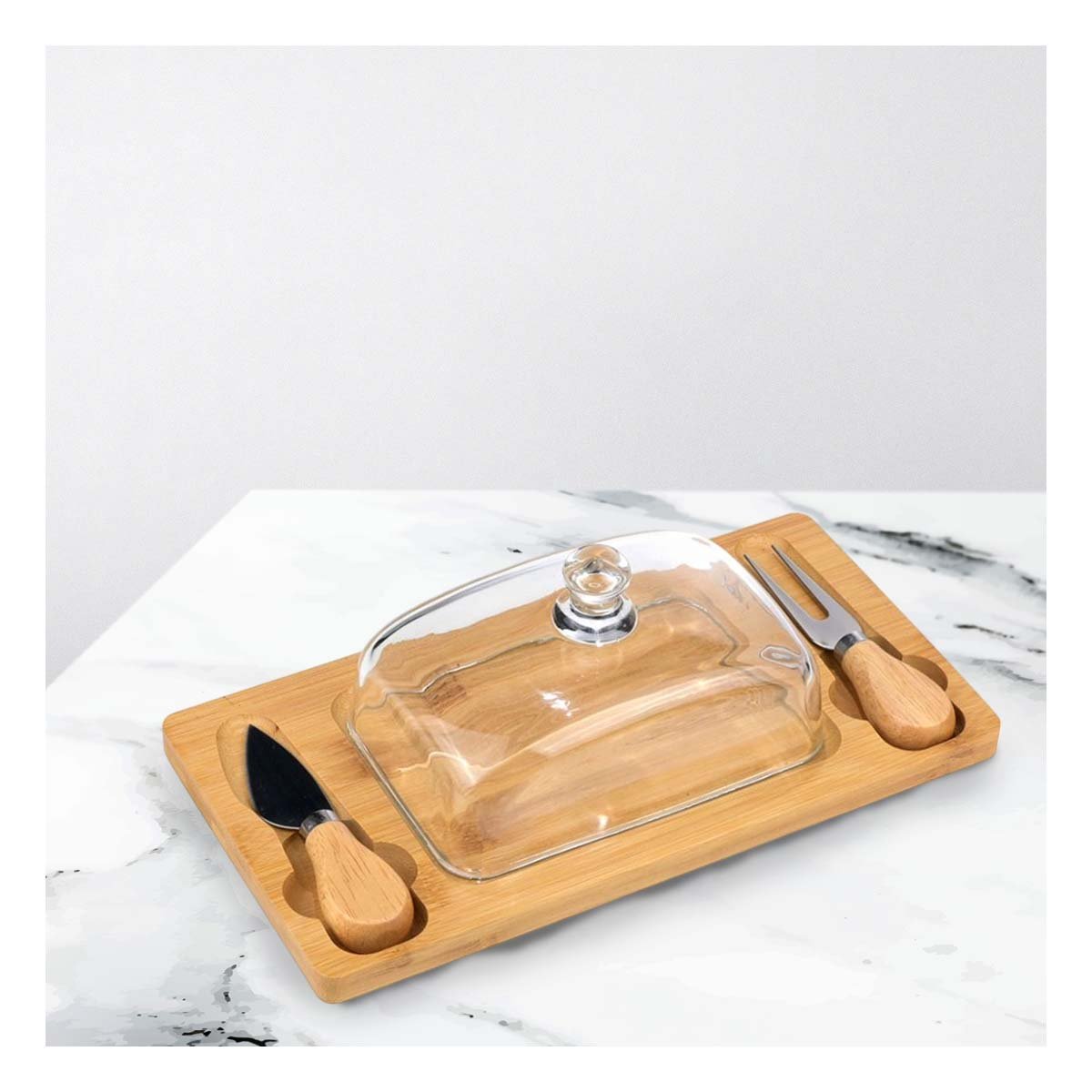 PACK2 SOPORTE CON TAPA DE VIDRIO PARA SERVIR POSTRES Y TAPAS MADERA - 3