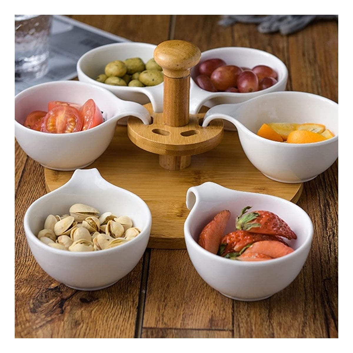 PACK4 SOPORTE GIRATORIO DE 6 BOWLS QUE PERMITE COMPARTIR APERITIVOS CON FACILIDAD - 2