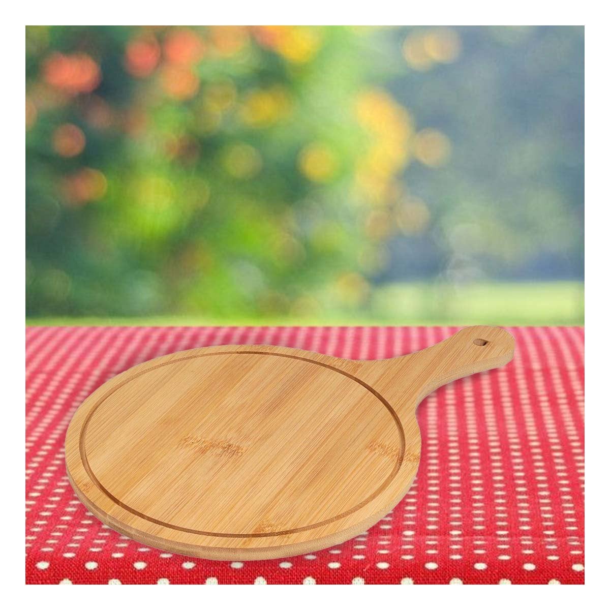 PACK12 ARTICULO DE MADERA DECORATIVO CON MANGO PARA SERVIR FRUTAS 32X20CM Y+REGALO STICKER - 3