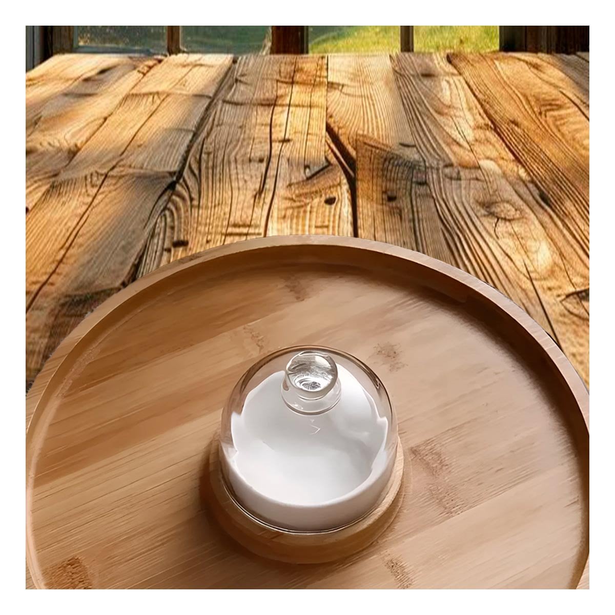PACK4 BANDEJA ELEGANTE CON BOWL Y MINI CUPULA DE MADERA PARA POSTRES ESPECIALES - 5