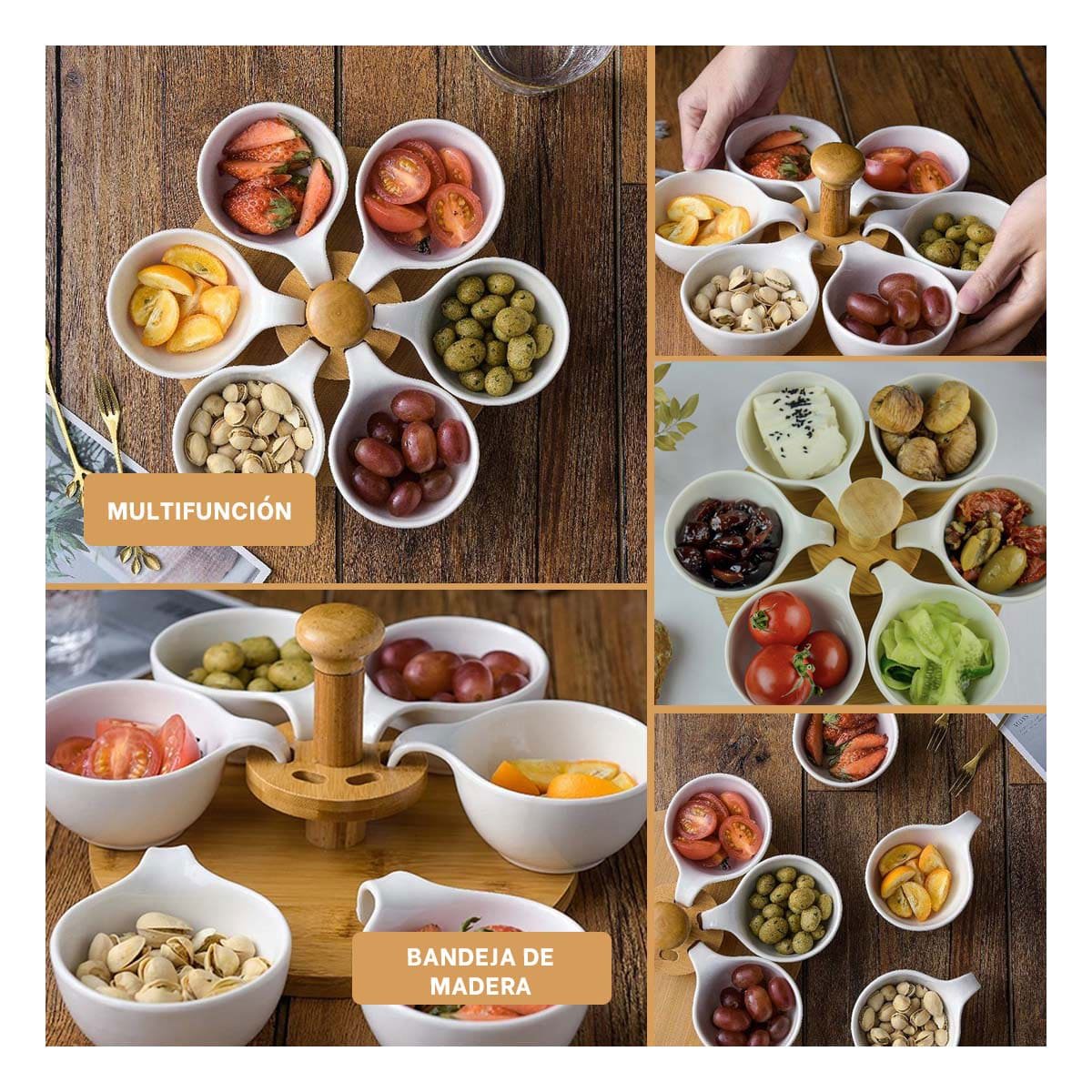 PACK2 SOPORTE GIRATORIO DE 6 BOWLS QUE FACILITA SERVIR Y DECORAR LA MESA Y+PAPEL REGALO - 3