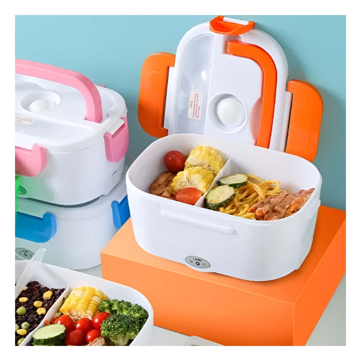 CONTENEDOR DE USO DIARIO PARA COMER COMIDA CALIENTE EN CUALQUIER LUGAR NARANJA Y+REGALO STICKER - 1