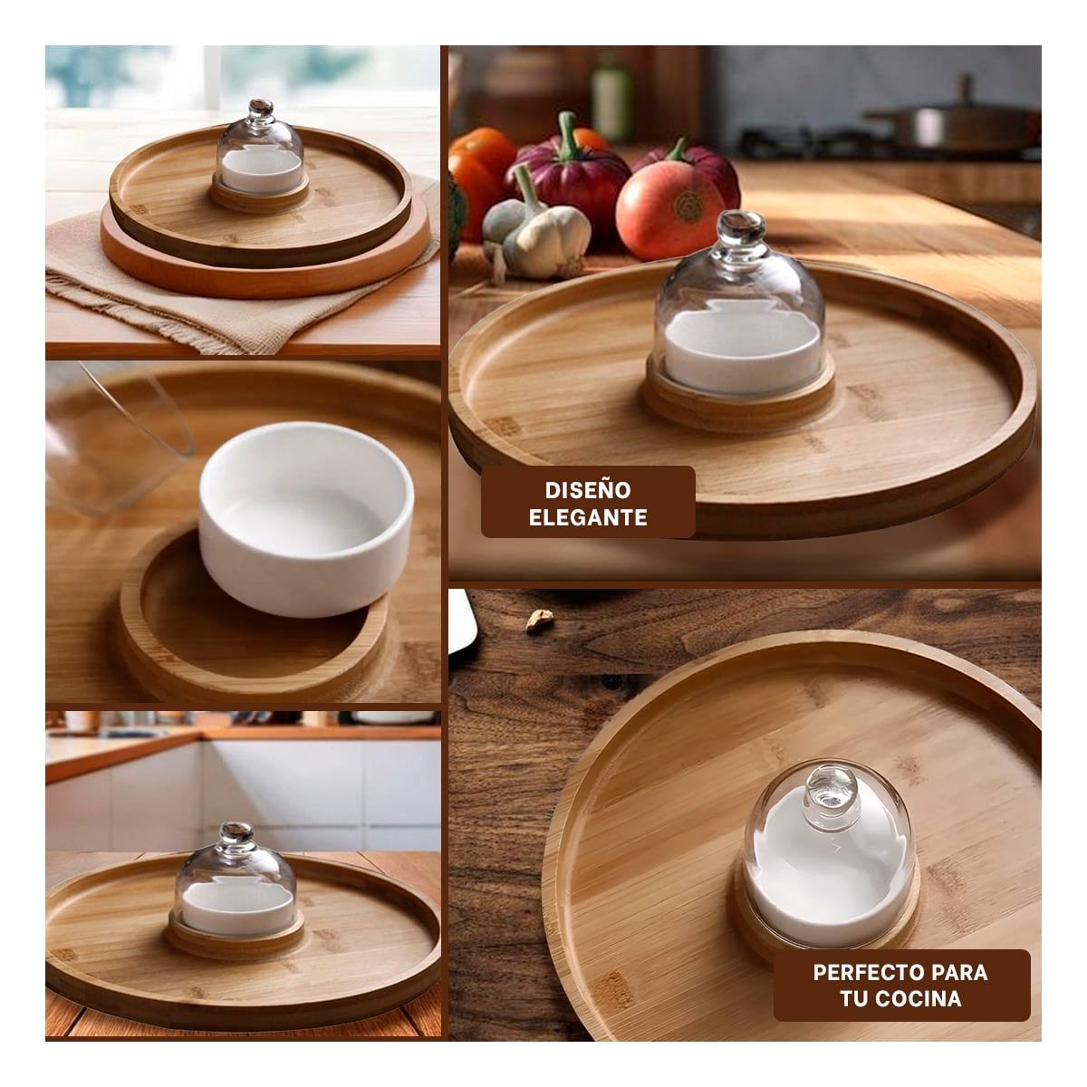 BASE CIRCULAR CON MINI CUPULA Y BOWL PARA POSTRES Y APERITIVOS Y+LIGAS REGALO - 5