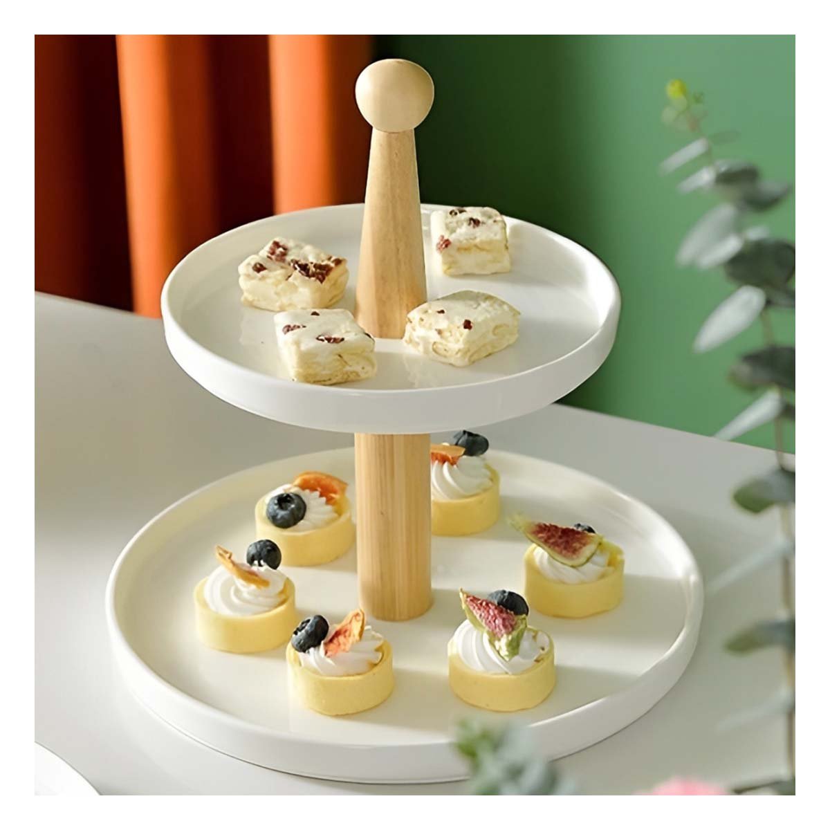 BASE 2 NIVELES DE CERAMICA QUE MANTIENE CONDIMENTOS Y INGREDIENTES FRESCOS - 2