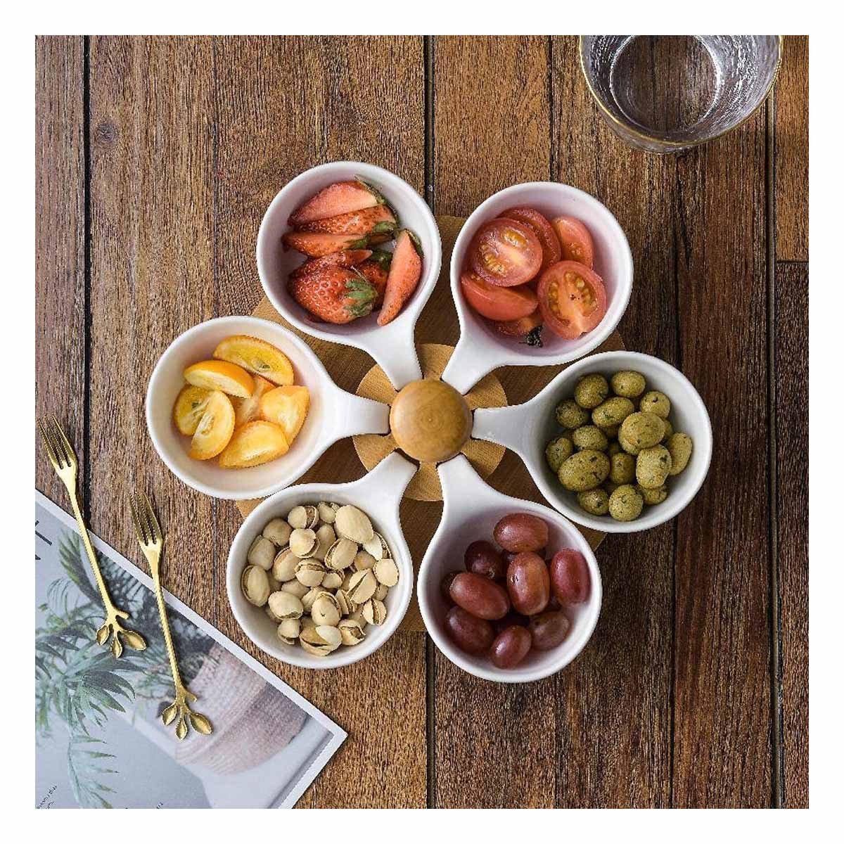 BASE GIRATORIA DE 6 BOWLS QUE FACILITA ORGANIZAR INGREDIENTES EN COCINA Y+PAPEL REGALO - 3