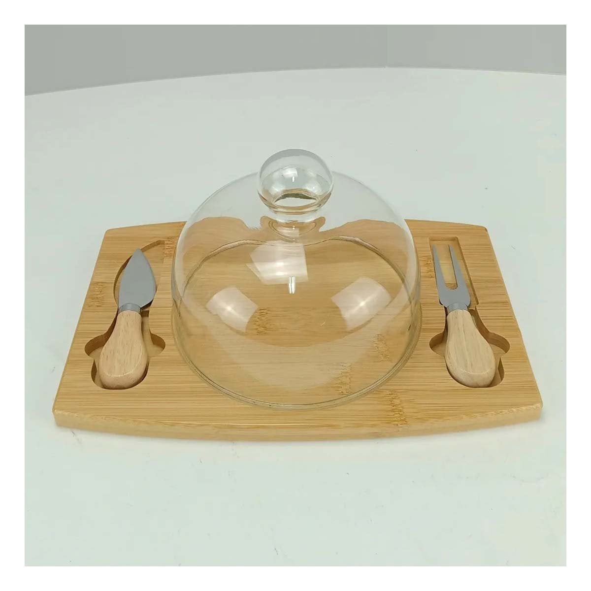 SUPERFICIE DE MADERA DECORATIVA CON TAPA DE VIDRIO PARA APERITIVOS MADERA Y+REGALO STICKER - 2