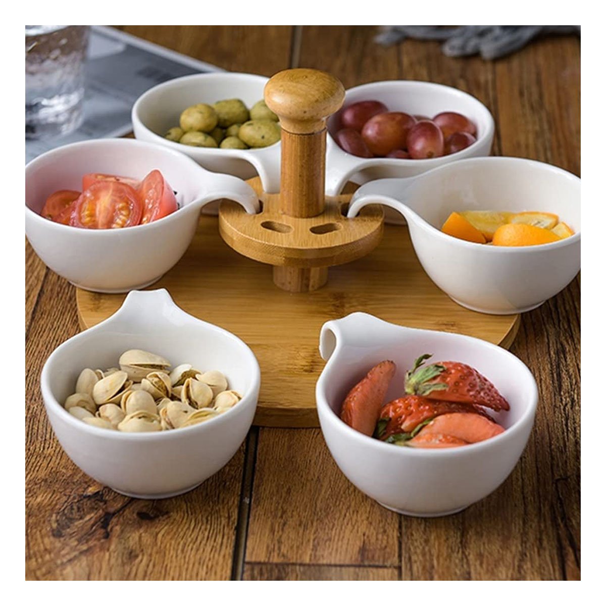 PACK4 SOPORTE GIRATORIO DE 6 BOWLS PARA USO DIARIO Y DECORACION DE COCINA Y+PAPEL REGALO - 1