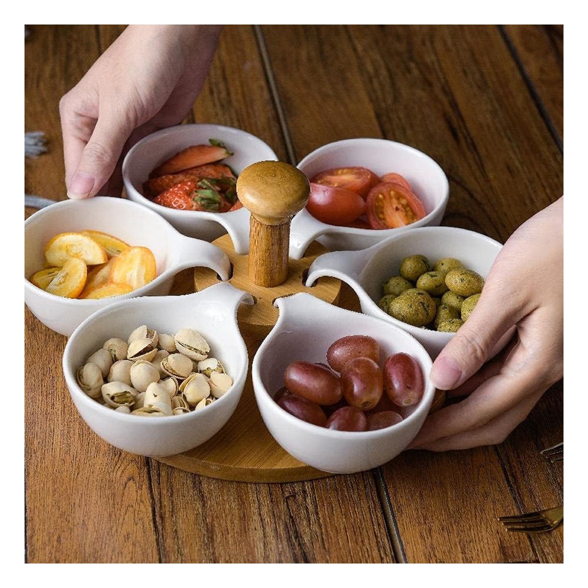 PACK4 SOPORTE GIRATORIO DE 6 BOWLS PARA USO DIARIO Y DECORACION DE COCINA Y+PAPEL REGALO - 2