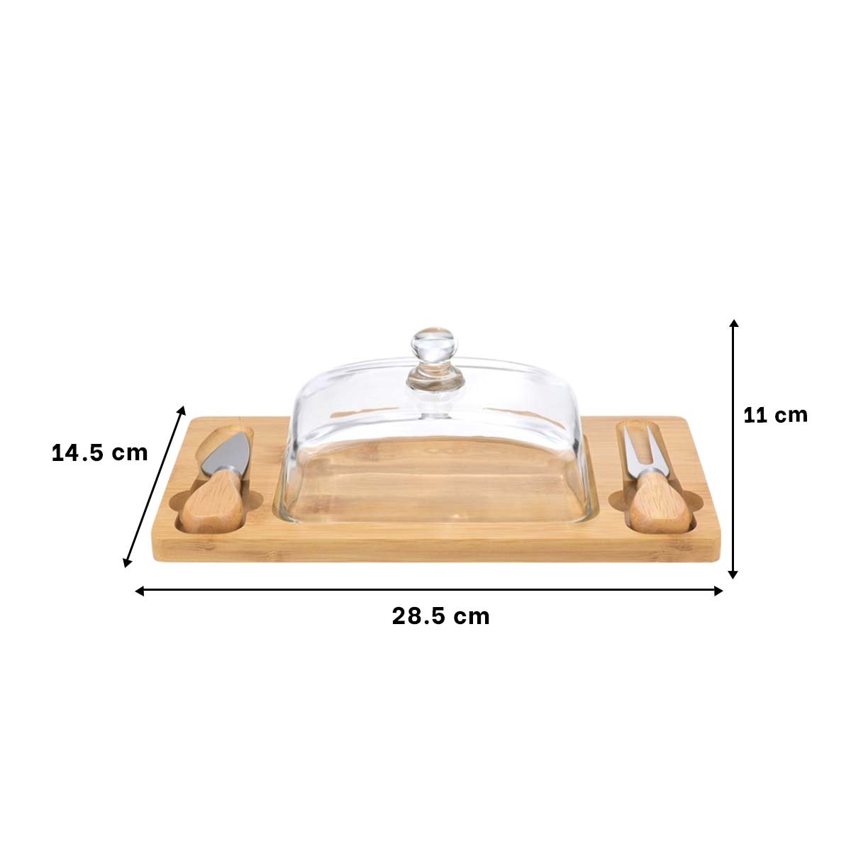 PACK4 SOPORTE ELEGANTE CON TAPA DE VIDRIO PARA APERITIVOS Y QUESOS MADERA - 4