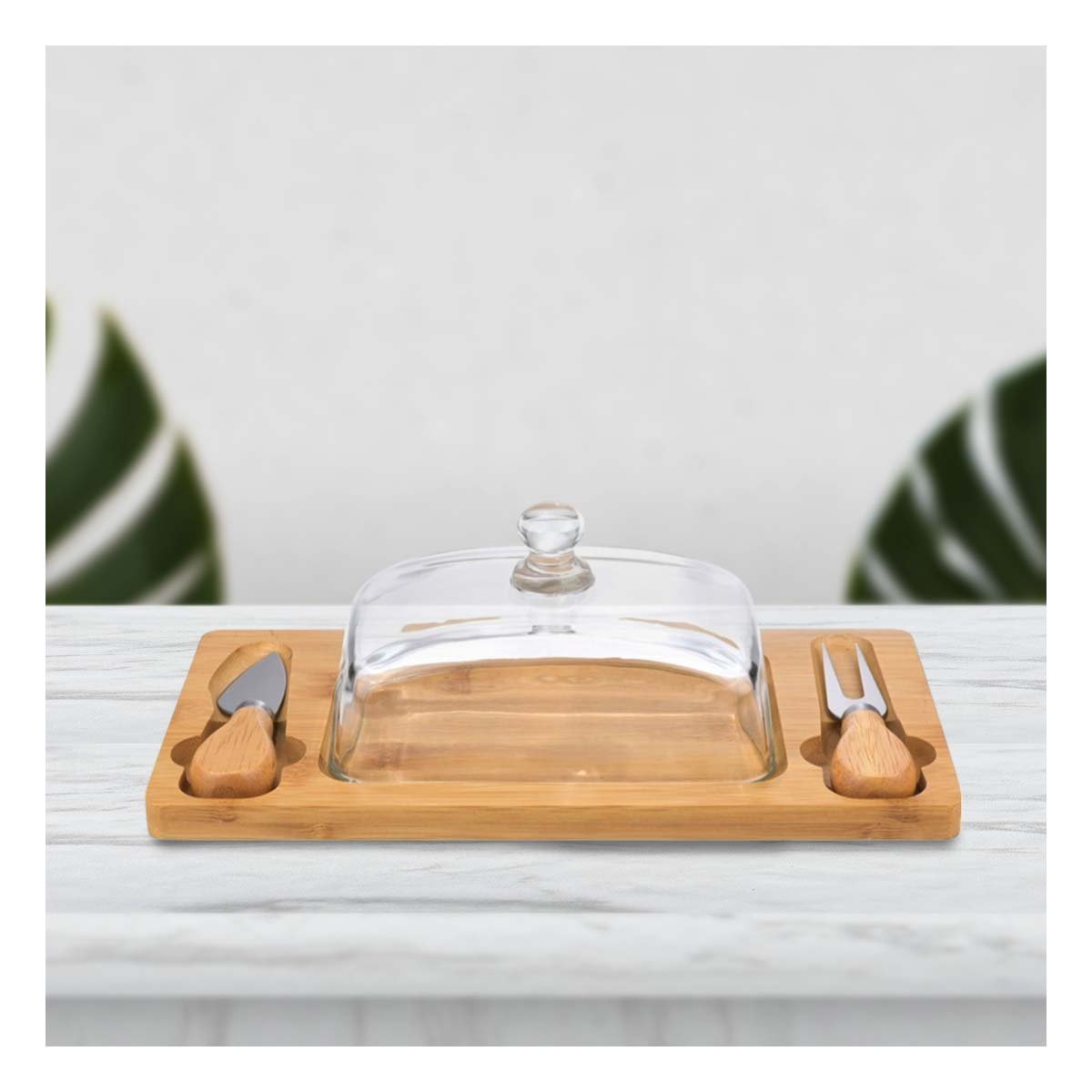 PACK4 SOPORTE ELEGANTE CON TAPA DE VIDRIO PARA APERITIVOS Y QUESOS MADERA - 5
