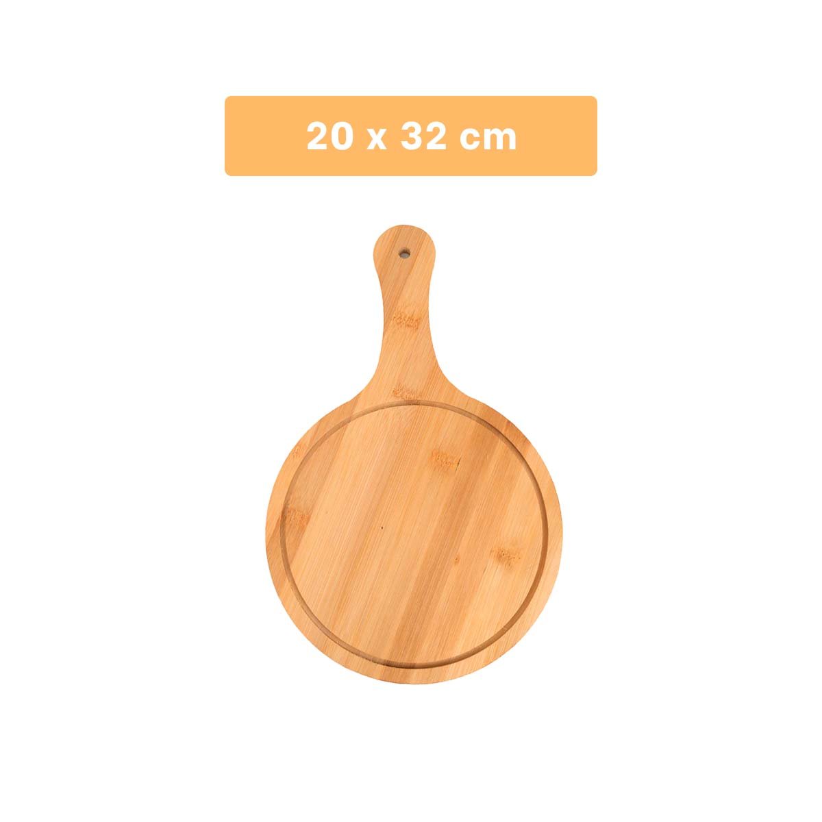 SOPORTE DE MADERA CIRCULAR CON MANGO PARA TAPAS Y POSTRES 32X20CM - 4
