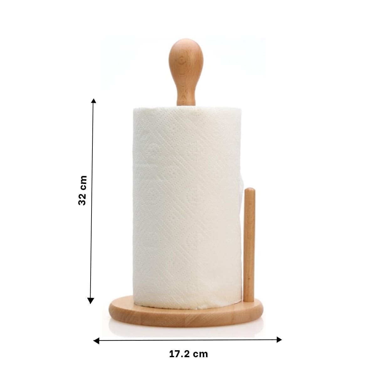 PACK2 SUJETA VERTICAL DE PAPEL TOALLA MADERA CON BASE CIRCULAR Y CABECITA - 4
