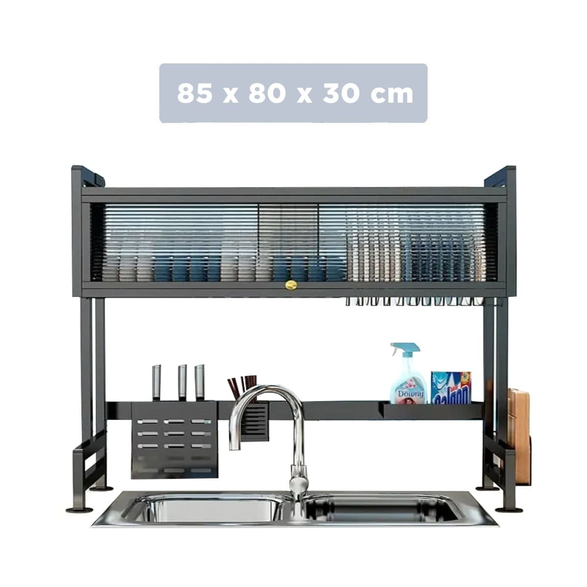 ORGANIZADOR ELEGANTE 85CM PARA PLATOS Y UTENSILIOS CON BASE NEGRO Y+POST IT - 4