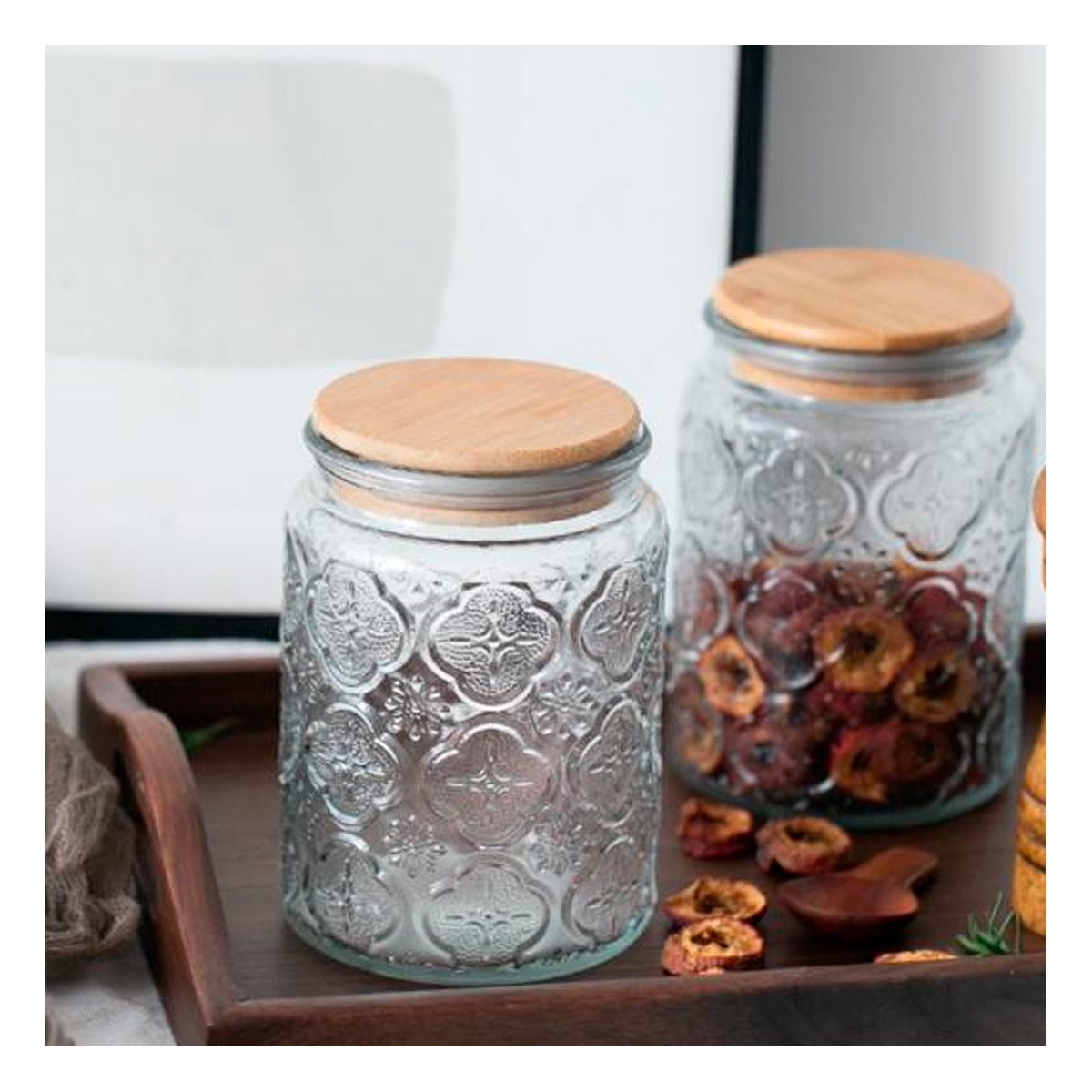 ENVASE DE VIDRIO CON TAPA Y FLORES PARA MANTENER INGREDIENTES SEGUROS Y+REGALO STICKER - 5