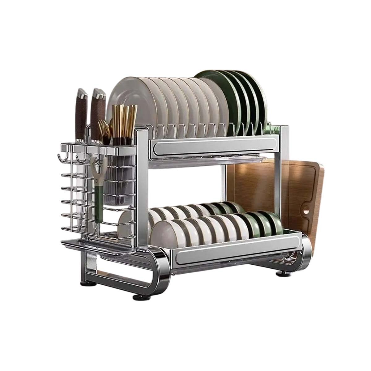 PACK2 SECADOR MODERNO DE COCINA CON BANDEJA DOBLE Y ACERO PLATEADO Y+REGALO STICKER - 2
