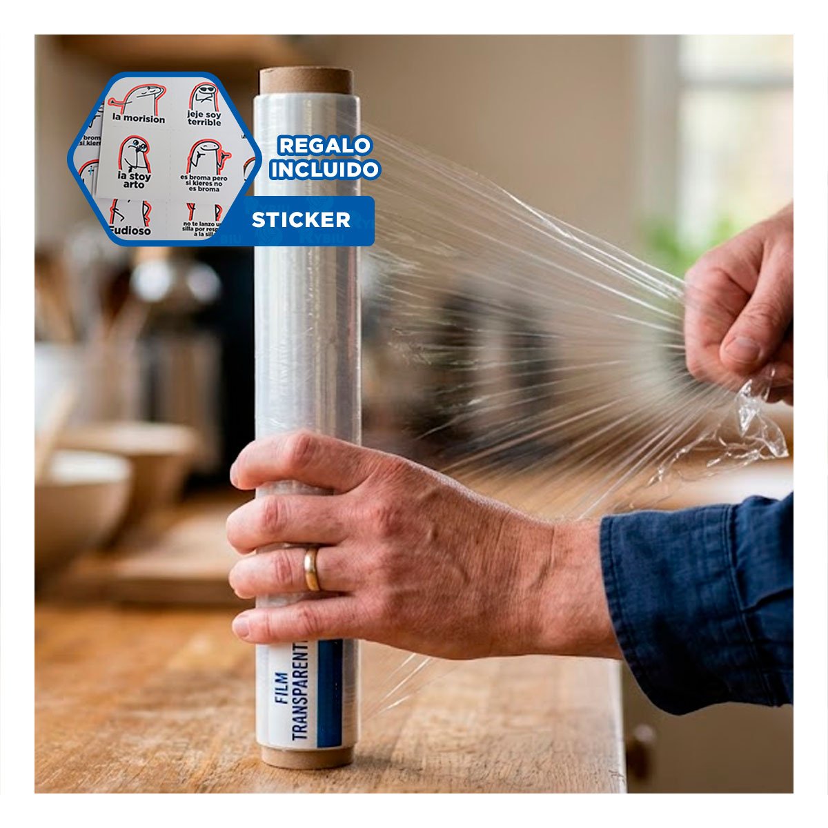 DISPENSADOR PLASTICO TRANSPARENTE PARA ALIMENTOS 20M X 30CM Y+REGALO STICKER - 1