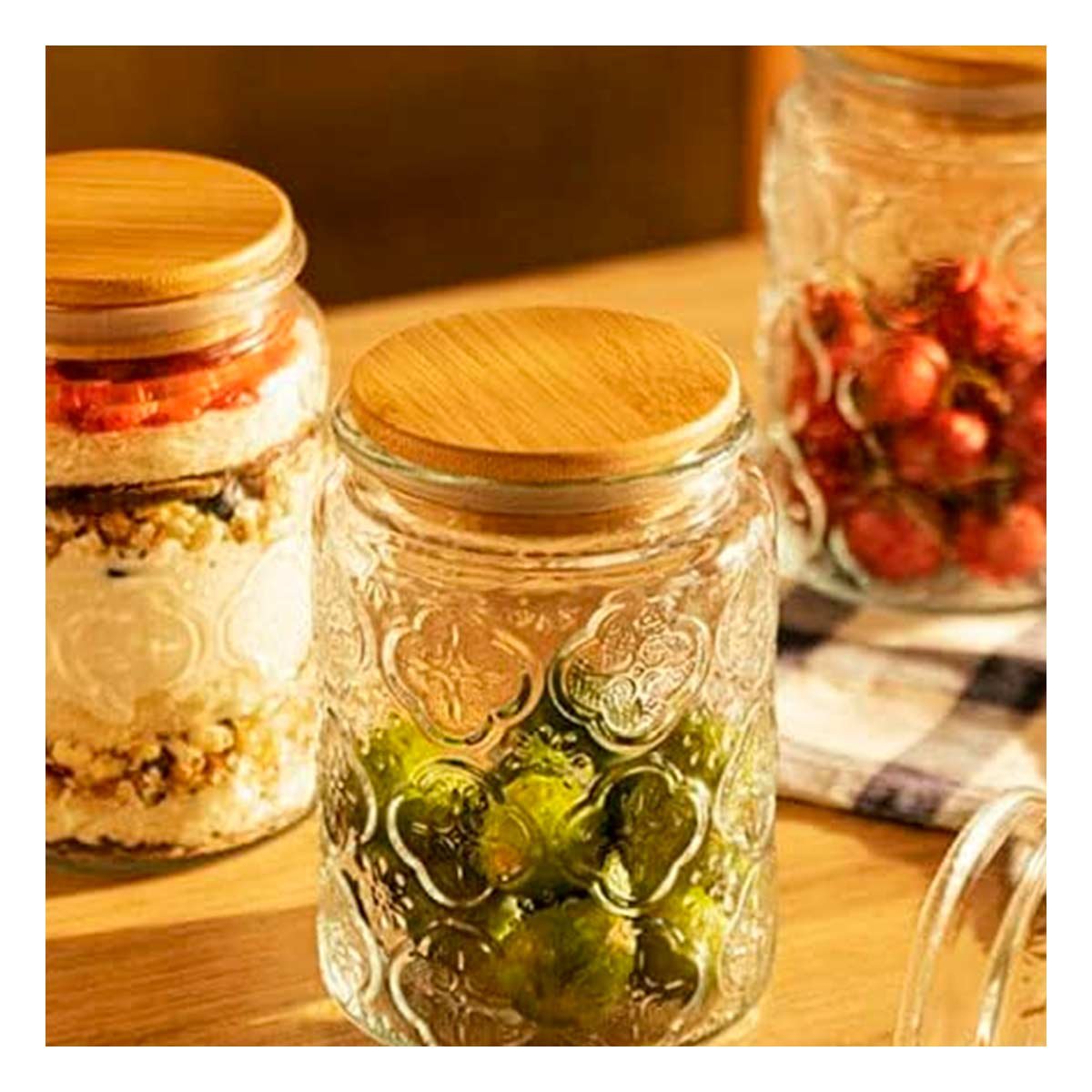 ENVASE DE VIDRIO CON TAPA QUE PERMITE DECORAR Y GUARDAR DULCES Y+PAPEL REGALO - 1