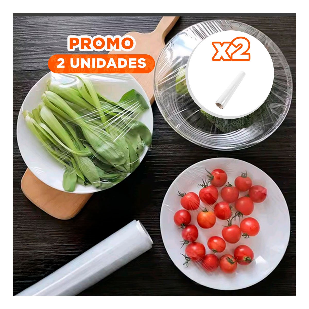 PACK2 RECUBRIMIENTO PLASTICO PARA ALIMENTOS 20M X 30CM TRANSPARENTE Y+REGALO STICKER - 1