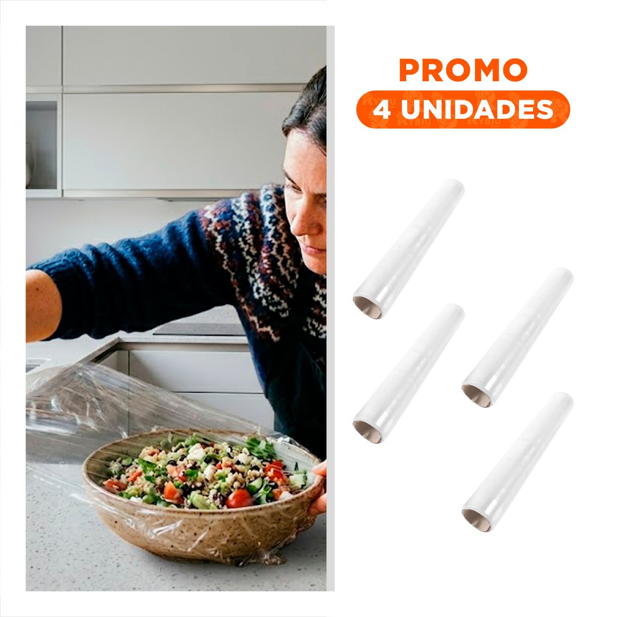 PACK4 COBERTURA PLASTICA TRANSPARENTE PARA ALIMENTOS 20M X 30CM HOGAR Y+REGALO STICKER - 1