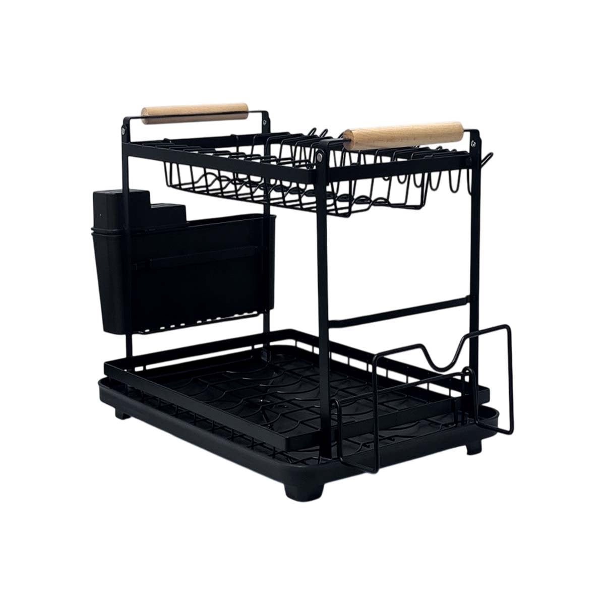 ORGANIZADOR MULTIFUNCIONAL DE PLATOS CON BANDEJA Y ASAS NEGRO Y+REGALO STICKER - 3