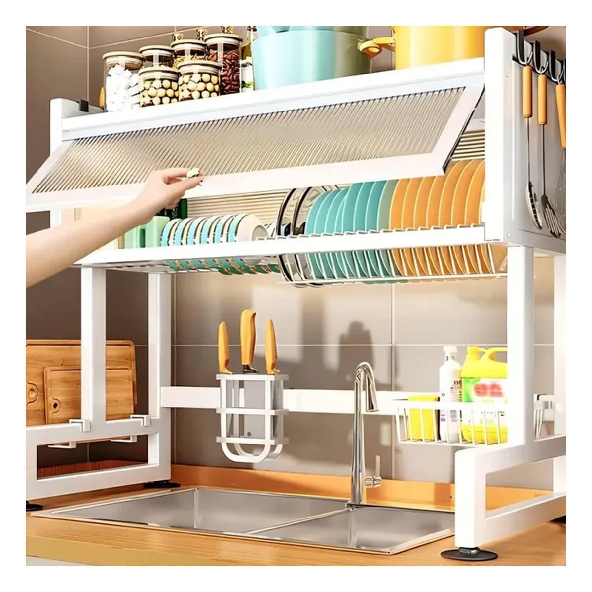 SECADOR MODERNO 85CM PLATOS Y UTENSILIOS CON DISEÑO VERTICAL BLANCO Y+POST IT - 3