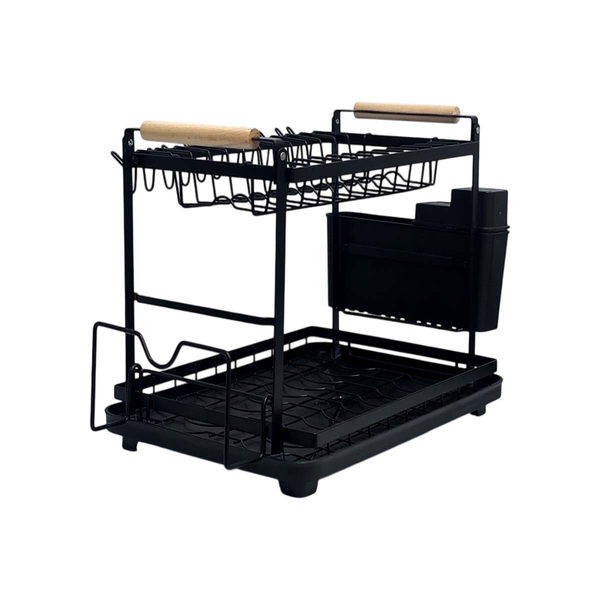 ORGANIZADOR PRACTICO PARA COCINA 2 NIVELES CON MADERA NEGRO Y+LIGAS REGALO - 3