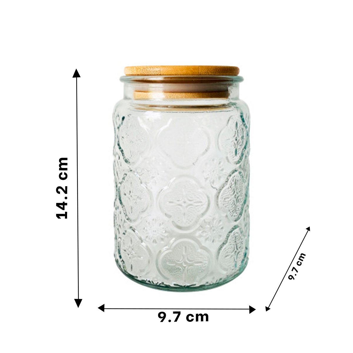 PACK6 TARRO DE VIDRIO CON TAPA Y FLORES PARA ORGANIZAR LA DESPENSA Y+PAPEL REGALO - 4