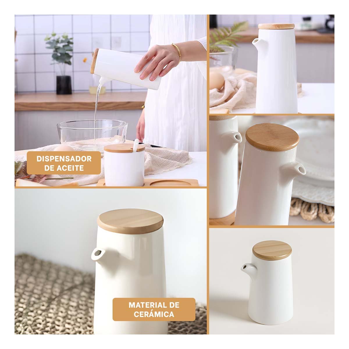 PACK2 JARRA DE CERAMICA CON TAPA QUE MANTIENE INGREDIENTES FRESCOS Y SEGUROS Y+PAPEL REGALO - 3