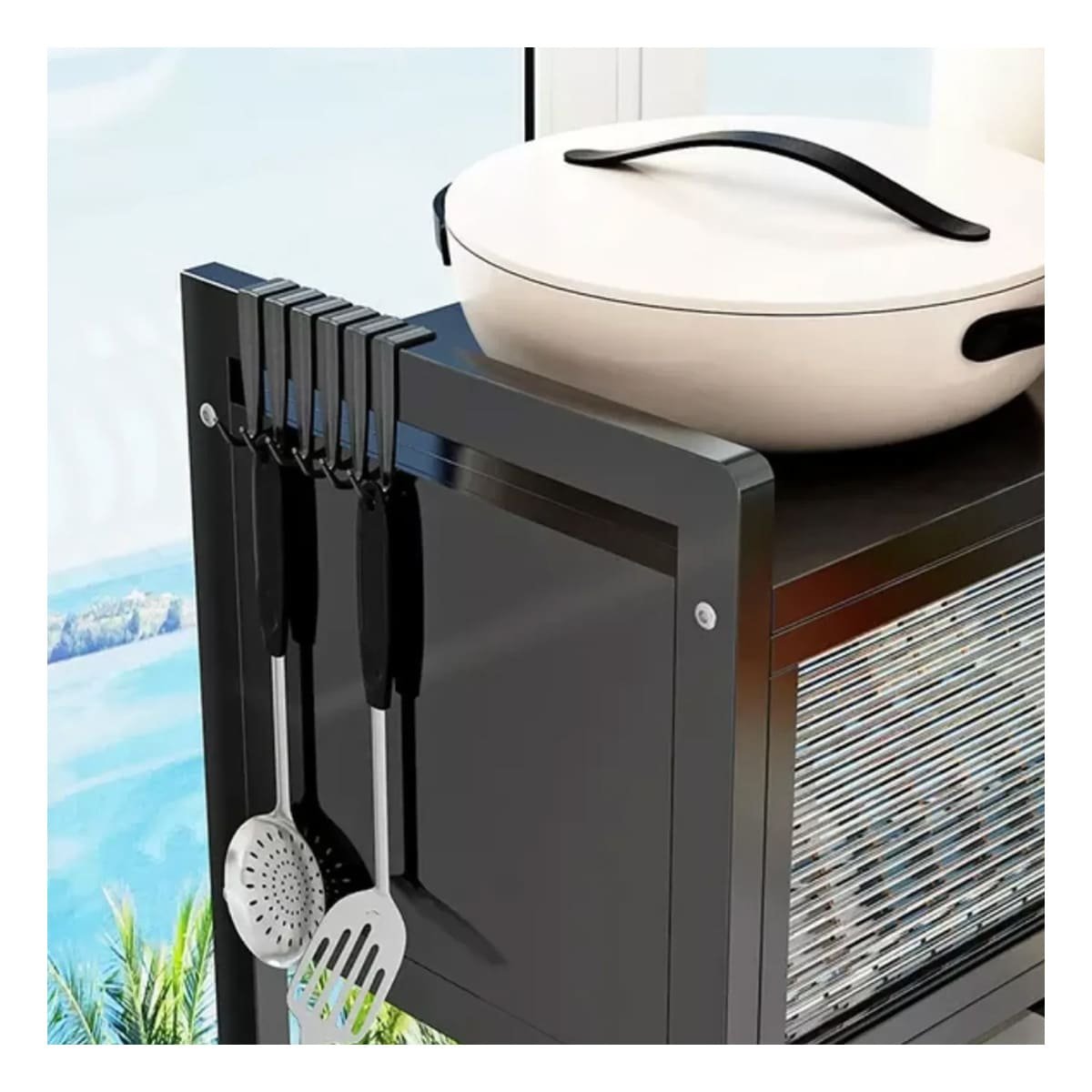 ORGANIZADOR MULTIFUNCIONAL 85CM PARA PLATOS, VASOS Y VAJILLA NEGRO Y+REGALO STICKER - 2